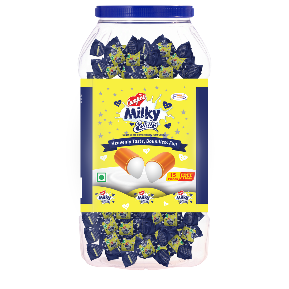 Campco Milky Éclairs – 3.5g × 225 + 15 Free (Jar Pack)