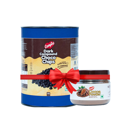 CAMPCO Dark Compound Chocochips 1 kg & Cocoa Powder 80 g Combo