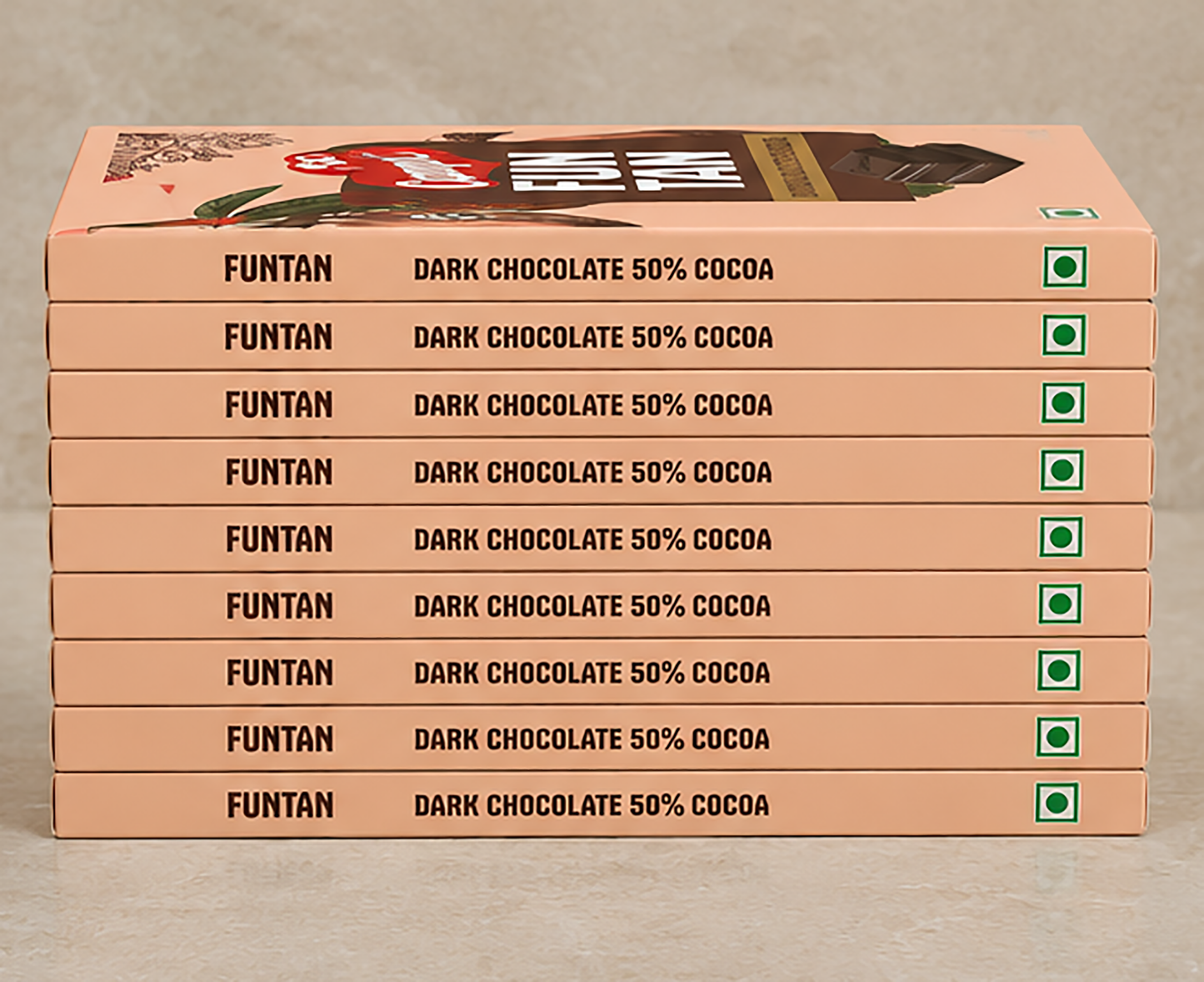 Campco Funtan Dark Chocolate – 50g × 10 Pieces (MRP 800)