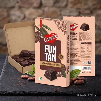 Campco Funtan Dark Chocolate – 50g × 10 Pieces (MRP 800)