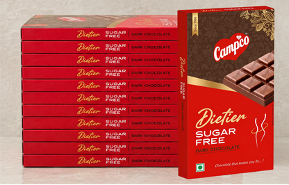 Campco Dieter Sugar-Free Dark Chocolate – 50g × 10 Pieces (MRP 800)
