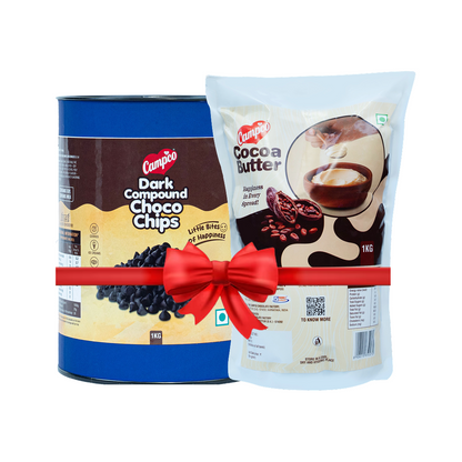 CAMPCO Dark Compound Chocochips 1 kg & Cocoa Butter 1 kg Combo